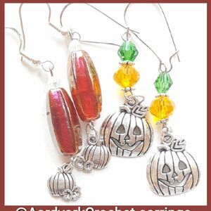 Orange Glass Silver Hooks Hidden Meaning earrings Fairy Fall , joyful Pers  469■